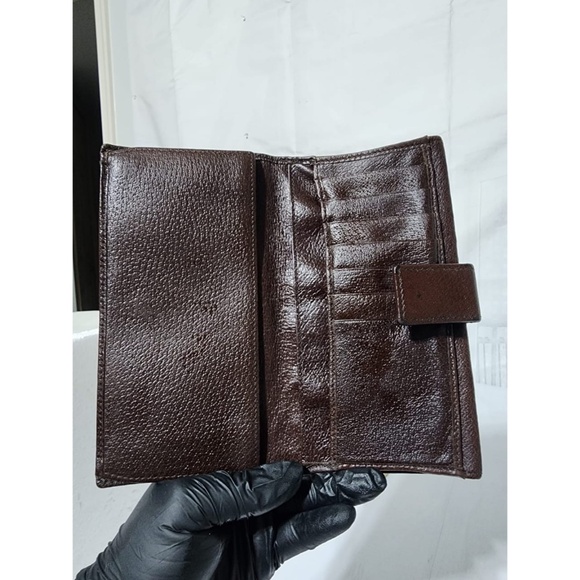 Authentic Gucci Interlocking G Logo Leather Continental Wallet Brown - Picture 9 of 13